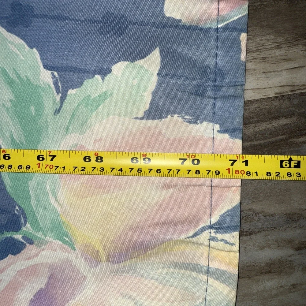 Vintage Hygiene Industries Shower Curtain Blue Pink Floral Kitschy USA 67X71